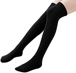 Homingg Knee High Socks 1 par de medias por encima de la rodilla, calcetines de punto, calcetines deportivos... negro Talla única