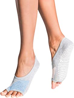 Calcetines de ballet de pilates para mujer, sin dedos antideslizantes, con puntera abierta, para danza - - Talla única