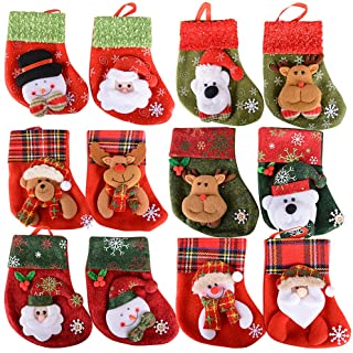 SERWOO 12pcs Calcetines de Navidad Medias de Navidad Bolsos Bolsas Regalo Almacenamiento de Dulces Caramelos Decoración Colgantes de Árbol Navidad Funda de Cubiertos