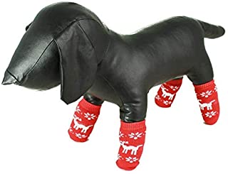 Glamour Girlz Festive Novedad Navidad pequeña raza perro calcetines blanco rojo reno (XL)