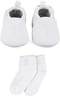 Zapatos Blancos del Bautizo de la Suela Blanda Antideslizante del bebé niños con Cruzados Bordados Blanco