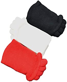 Tianher Masaje Calcetines con Separador de Cinco Dedos 3 Pares Yoga Alineación del Pie Dolor Masaje Salud Calcetines Rojo Blanco Negro