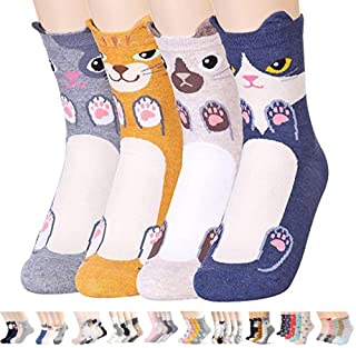 Ksocks Divertido juego de regalo con diseño creativo de gato animal casual calcetines coloridos para damas, mujeres