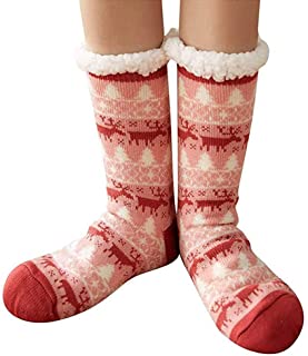 Suave Mujer Calcetines de Lana Cómodo Gruesa de Invierno Calcetines Calentar Navidad Calcetines Invierno Calcetines de Casa Antideslizantes Calcetines Térmicos de Piso para Mujeres