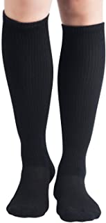 +MD Calcetines de compresin de absorcin de humedad de bamb 8-15 mmHg para hombres y mujeres Calcetines altos hasta la rodilla 6 pares Black/Grey/White9-11