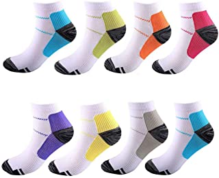 8 pares de calcetines de compresi¢n para pies de 15 a 20 mmHg para mujeres y hombres,Fascitis al plantares,soporte de corte atl‚tico y m‚dico para vuelo,viajes,correr,gimnasio,enfermeras