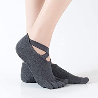 2Pares Full Toe Calcetines de Yoga, Algodón Grip Ballet Calcetines, Antideslizante Deporte Mujeres Socks Pueden Utilizar para Yoga, Pilates y Fitness