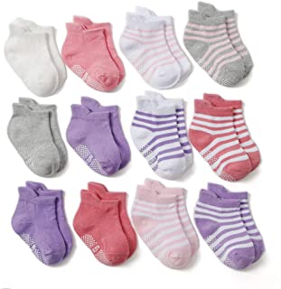 Z-Chen Calcetines Antideslizantes para Bebé Niños (Pack de 12 Pares), Niñas, 1-3 Años