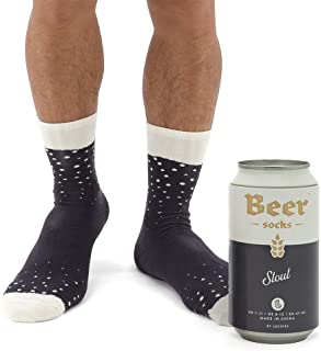 Luckies of London Calcetines divertidos para hombres, en lata de cerveza, Negro, 41-45 EU (7-11 UK)
