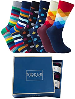 Calcetines monocolor, paquete regalo o a granel, cuadros, coloridos, lunares, rayas, calcetines de hombre de negocios, calcetines de tripulación, algodón, talla. 39-46