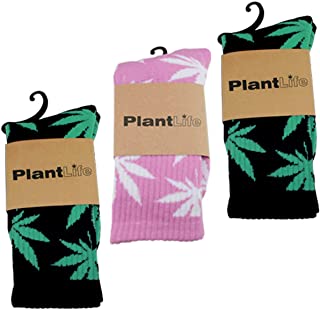 3X PlantLife Calcetines - tamaño Universal - 2X Pares de Calcetines en Negro/Verde y 1x Par en Rosa/Blanco