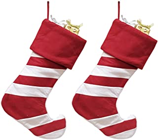 Medias navideñas - 2 piezas 46cm Patrones rojos y blancos Medias navideñas Calcetines para vacaciones familiares Decoración de fiesta de Navidad