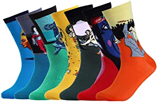 Calcetines de Algodón Hombre Arte Retro Pinturas Famosas Calcetines 7 pares