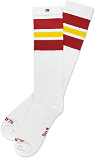 Spirit of 76 Los cherry Sunnys | Calcetines altos retro de rayas | rayas blancas, rojas | calcetines unisex estilizados entubados Size M (39-42)