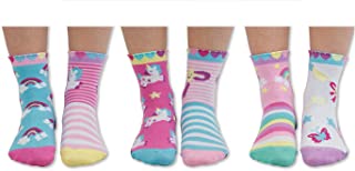 Juego de seis calcetines Oddsocks con divertidas figuras de los cuentos, unicornio, calcetines divertidos. Calcetines Oddsocks, de cuentos, amigos