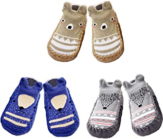 JXUFUFOO 3 pares de calcetines antideslizantes para bebés de 0 a 24 meses, color, talla 0-6 meses