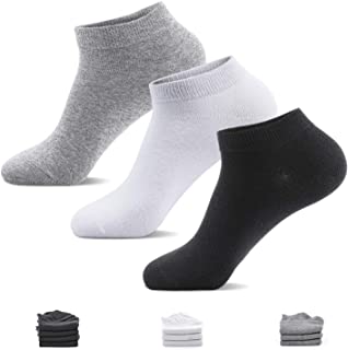 TANGCHAO 10 Pares Calcetines Tobilleros Hombre y Mujer Calcetines Deporte Calcetn Algodn Cortos 4 Negro - 3 Blanco - 3 Gris 43-46