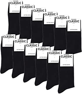 Falechay Calcetines Ejecutivos Hombres Mujer Negros 12 Pares Transpirables Algodn 43-46