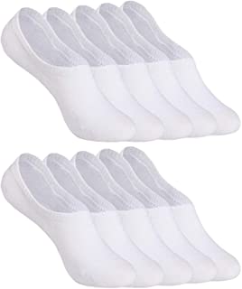 YOUCHAN Calcetines Mujer Hombre 10 Pares Tobilleros Invisibles Antideslizante Algodon Silicona Calcetines Verano-Blanco-43-46