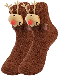 Calcetines de Navidad para Hombres y Mujeres Invierno Calcetines de Piso Vellón de Coral Abrigados