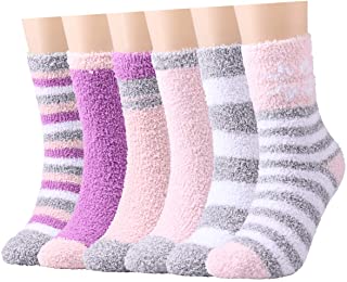 Calcetines cálidos y esponjosos para mujeres, calcetines de invierno para niñas, súper suaves, con bonito patrón 4/5/6 pares