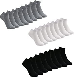 12 Pares Show calcetines de corte bajo de algodón para hombres y mujeres, blanco / gris / negro