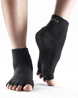 Yoga-mad Half Toe Ankle Calcetines de Yoga, Unisex Adulto, Negro, L