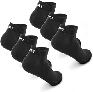 Calcetines para hombre y mujer, 6 o 12 pares, calcetines cortos de algodón, calcetines deportivos, calcetines de tenis, color blanco y negro Negro X6. 43-46