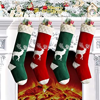 Charlemain Calcetín Navideño, Bolsa de Regalo de Saco de Calcetín de Navidad para la Decoración del Árbol Adorno Navideño, Bolsa de Dulces (4 Pack)