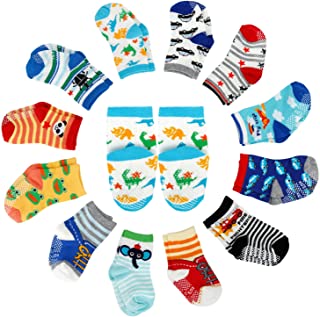 FUTURE FOUNDER Pack de 12 calcetines antideslizantes para bebés de 12 a 36 meses