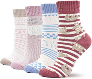 Calcetines Mujer Termicos Algodón Dibujos Animados Calcetines Para Invierno Otoño,Gruesa y Cálido,Estilo festival de navidad,4/5 pares, tallas EU35-41