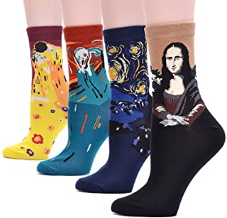 Calcetines impresos para mujer, 4 – 8 unidades, diseño divertido y colorido