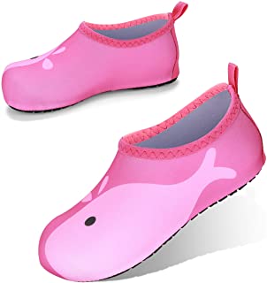JOTO Zapatos de Agua para Niñas Chicas, Zapatillas Acuáticas Secado Rápido Tipo Calcetines como Descalzado, Escarpines Deportivos para Paseo en Playa Buceo Snorkel Kayak Yoga Surf -Ballena Rosada