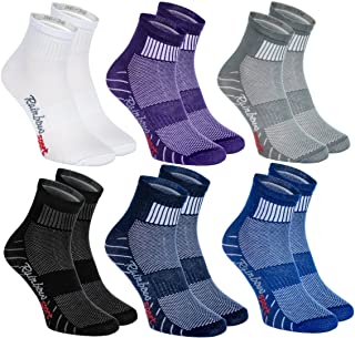 Rainbow Socks - Hombre Mujer Calcetines Deporte Colores de Algod�n - 6 Pares - P�rpura Negro Gris Azul Marino Azul Blanco - Talla 42-43