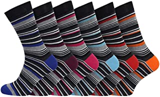 Socksmad Calcetines de hombre  6 pares de calcetines de algodn a rayas multicolor para hombre