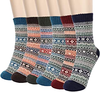 6 Pares de Calcetines Térmicos, Aiglam calcetines con dibujos, calcetines invierno gruesos suaves y transpirables para deportes de invierno al aire libre, regalo para hombres y mujeres