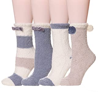 Calcetines para mujer, suaves, cálidos, agradables, mullidos, para invierno, Navidad, 4 pares