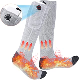 Calcetines Calefactables,Calcetines Térmicos 3 Niveles Ajuste Temperatura,Calcetínes Termico con Interruptor,Calentadores de Pies para Ciclismo Acampar Senderismo Deportes(2020 nueva edición)