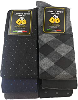 Candados Socks Milano - Juego de 6 pares de calcetines para hombre largos y cálidos de algodón de colores con diseño de lunares de fantasía a la moda. Fabricado en Italia