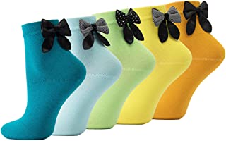 5 pares de calcetines cortos, lazo, algodón fino, niñas y mujeres, fabricado en Europa