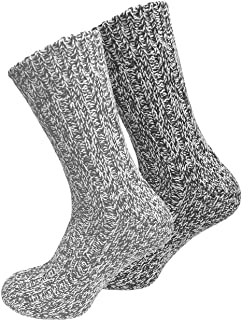 Juego de 2 pares de calcetines noruegos (calcetines de lana), tejidos, unisex gris 35-38