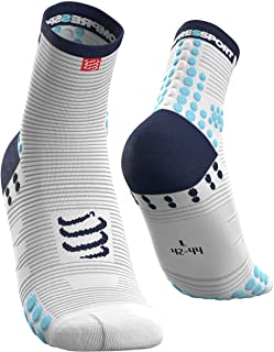 COMPRESSPORT Pro Racing Socks v3.0 Run High Calcetines para Correr, Unisex-Adult, Blanco/Azul, T1