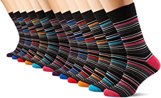Multi-Stripe Calcetines, Negro (Black), Talla única (Talla del Fabricante: UK 6-11) para Hombre, Pack de 4