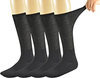 Calcetines de bambú para hombres diabéticos, por el tobillo, sin elástico y sin costura en la punta, 4 pares, tallas 38 a 46 para la Unión Europea