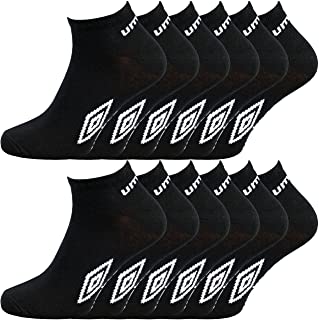12 pares de calcetines tobilleros deportivos para hombre producto oficial de Umbro - Tallas 39 - 45 negro